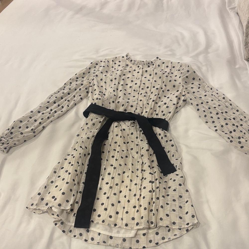 Maje Cream and Black Polka Dot Dress
